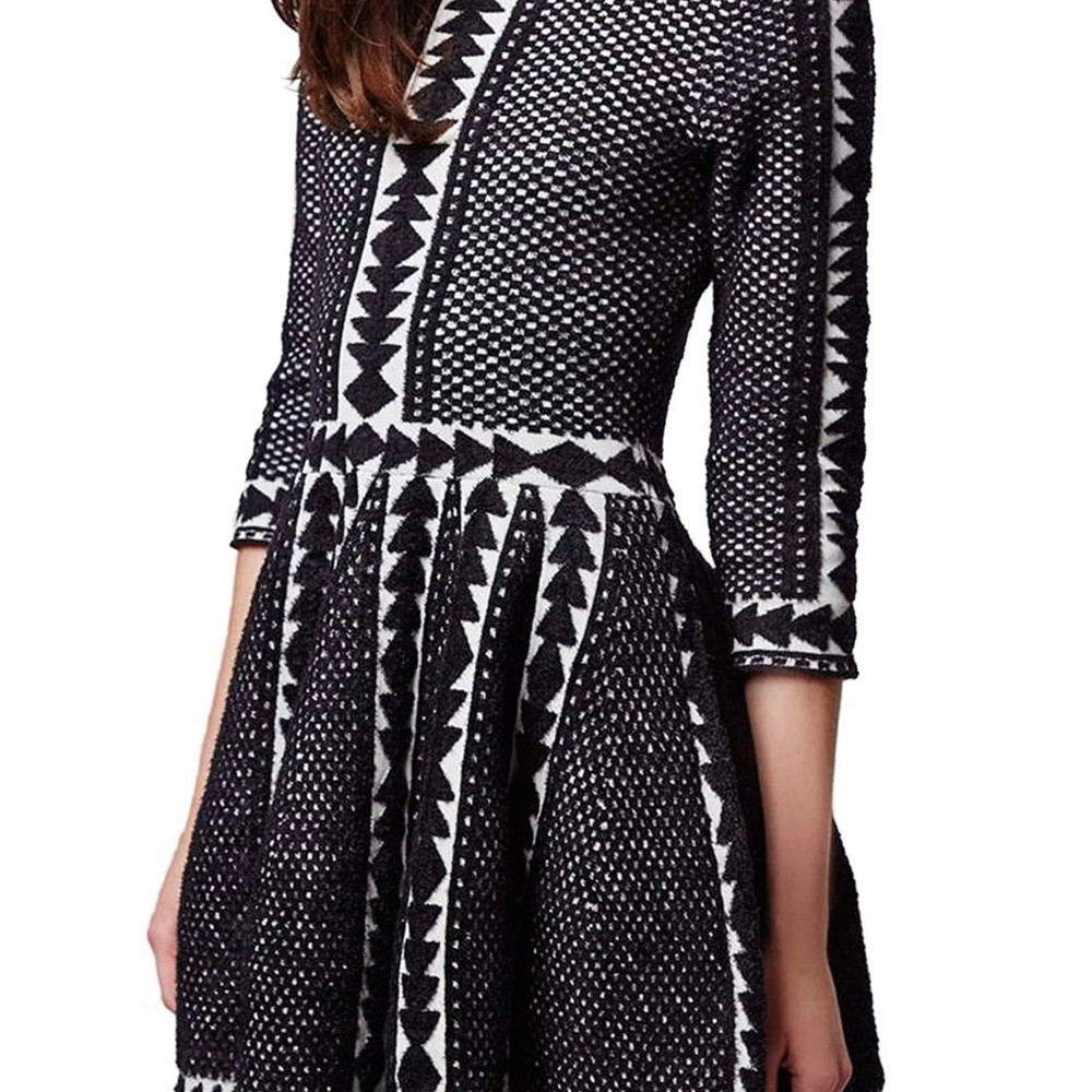 Topshop Black and White Fit and Flare Mini Dress